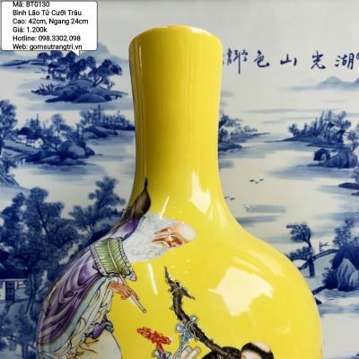 Bình củ tỏi họa tiết Lão Tử Cưỡi Trâu